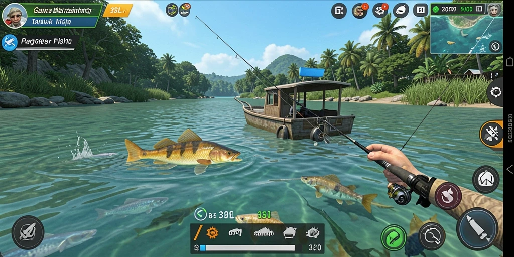 Gameplay 33L menampilkan aksi memancing yang mendebarkan di lokasi yang indah.