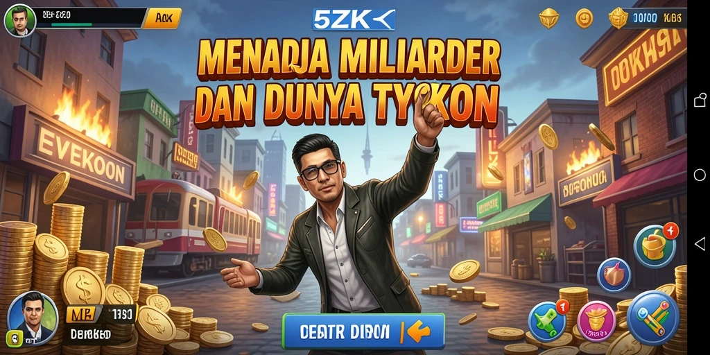 Screenshot gameplay 5ZK menampilkan interaksi seru antar pemain Tycoon.