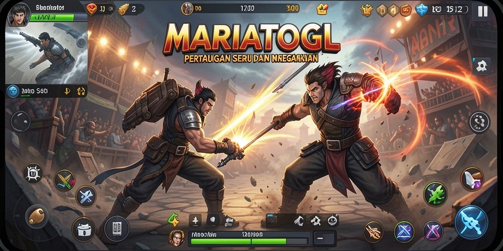 Tampilan gameplay seru di MARIATOGL dengan pertarungan intens.