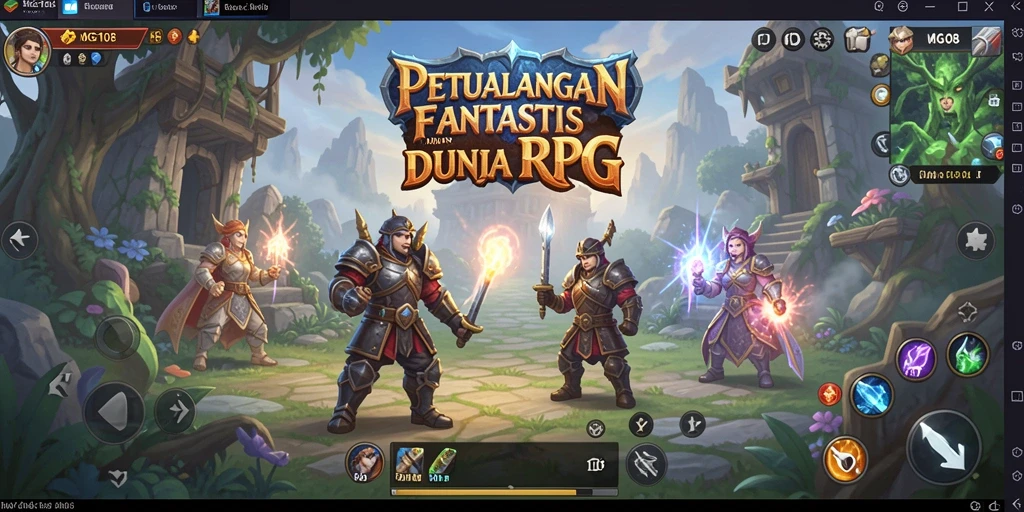 Tampilan menarik dari permainan RPG MG108 dengan karakter dan lingkungan menawan.