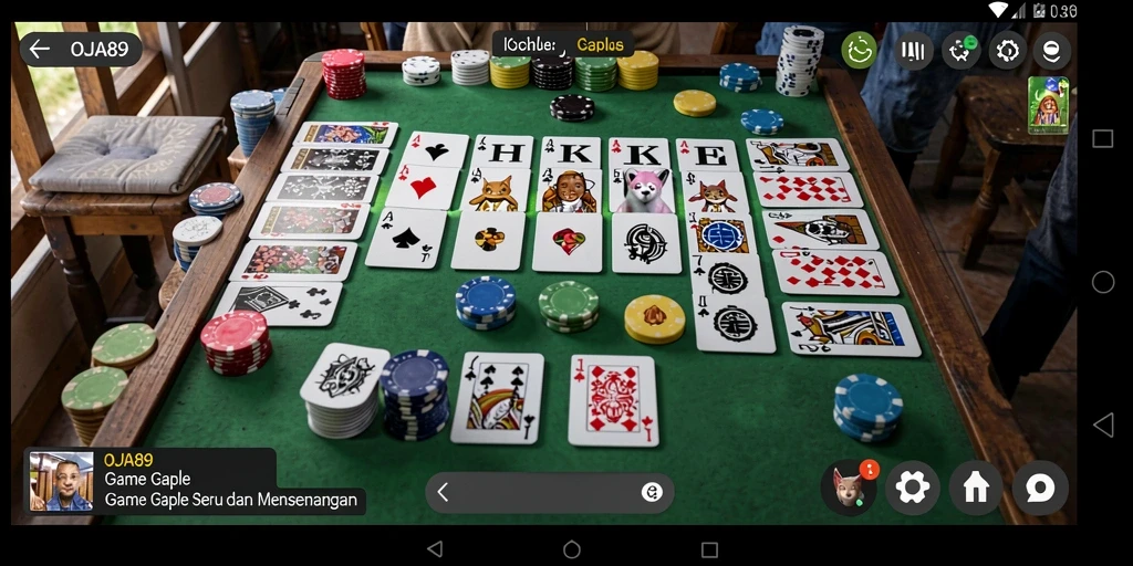 Tampilan gameplay OJA89 yang penuh aksi di meja Gaple.