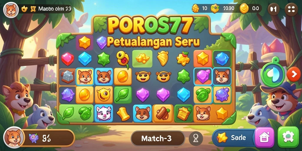 Tampilan gameplay seru dalam POROS77 yang menantang.