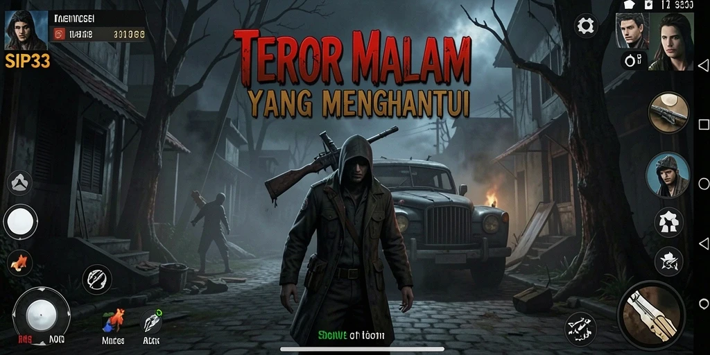 Gambaran gameplay menegangkan dalam SIP33 dengan suasana gelap.