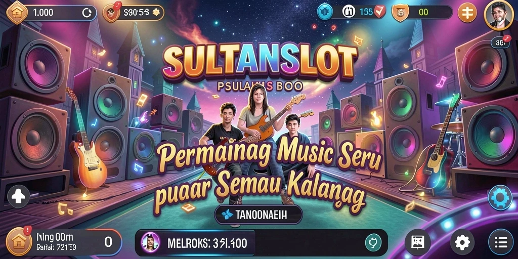 Tampilan SULTANSLOT dengan gameplay musik yang menarik dan interaktif.